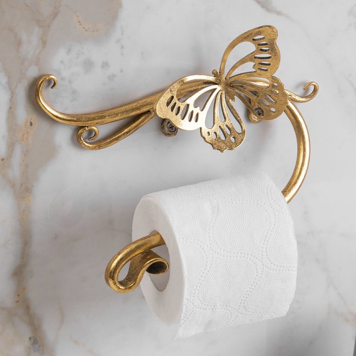 Держатель для туалетной бумаги Бабочка Эир кремово-золотого цвета - купить Держатели для туалетной бумаги по цене 3011.0
