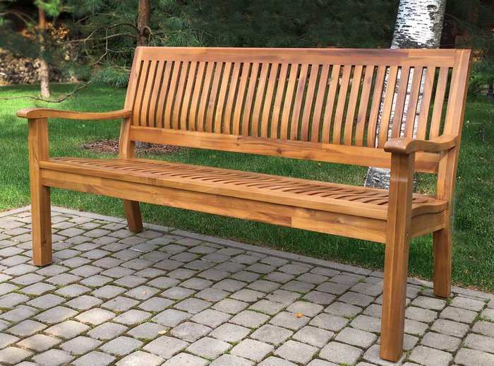 Скамья Kingsbury коричневого цвета - купить Садовые скамейки по цене 42750.0 Скамья Kingsbury коричневого цвета - купить Садовые скамейки по цене 42750.0