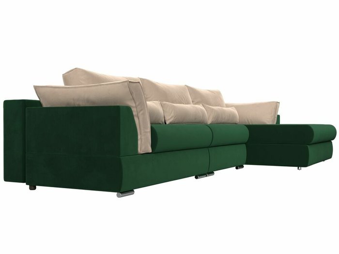 Угловой диван-кровать Пекин Long зелено-бежевого цвета угол правый - лучшие Угловые диваны в INMYROOM