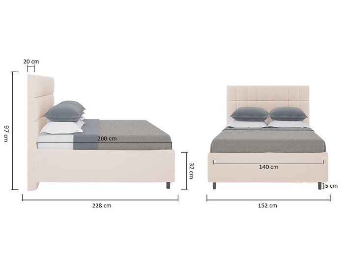 Кровать Wales Велюр Светло-бежевый140х200 - купить Кровати для спальни по цене 102000.0