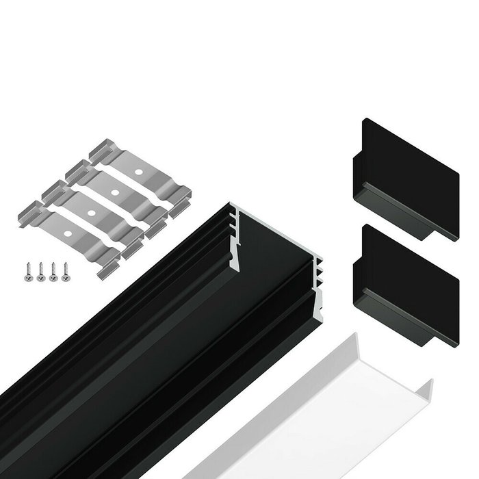 Профиль для светодиодной ленты Ambrella Alum Profile GP1750BK - лучшие Светодиодная лента в INMYROOM Профиль для светодиодной ленты Ambrella Alum Profile GP1750BK - лучшие Светодиодная лента в INMYROOM