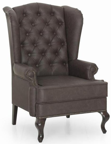 Кресло каминное Largo с ушками дизайн 15 темно-коричневого цвета