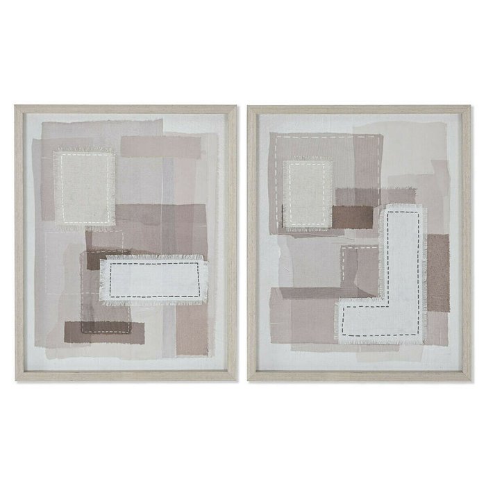 Полотно Бежевый Серый Абстракция современный 40 x 2,5 x 50 cm (2 штук)