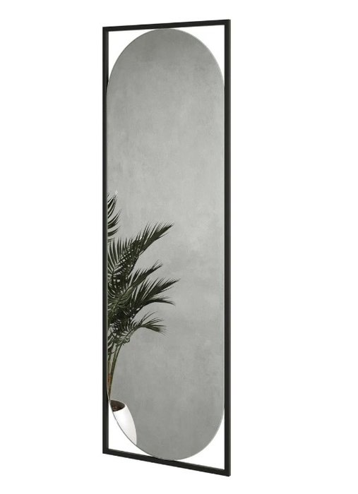 Дизайнерское настенное зеркало Lustrous mid в металлической раме черного цвета
