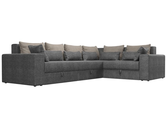 Угловой диван-кровать Мэдисон Long серо-бежевого цвета правый угол - лучшие Угловые диваны в INMYROOM