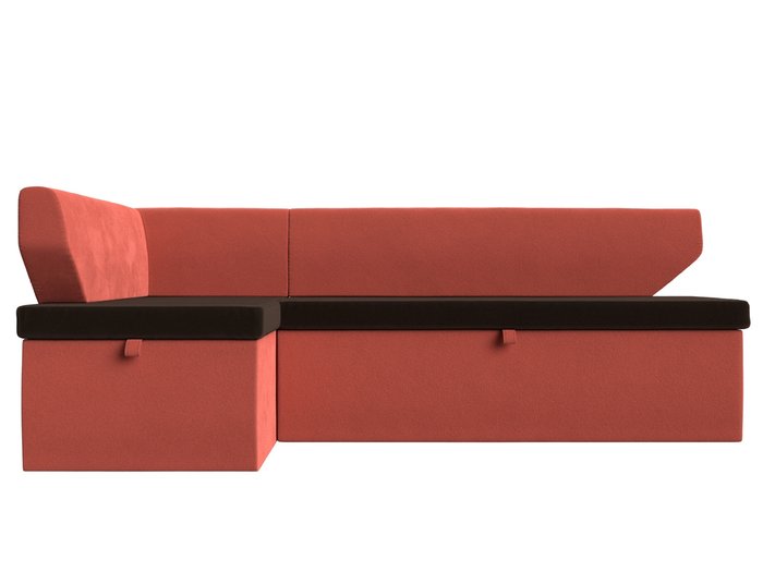 Угловой диван-кровать Омура коричнево-кораллового цвета левый угол - купить Угловые диваны по цене 37999.0
