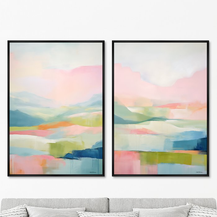 Набор из двух репродукций картин Landscape collection, In pastel tone, 2024г. - купить Картины по цене 49998.0