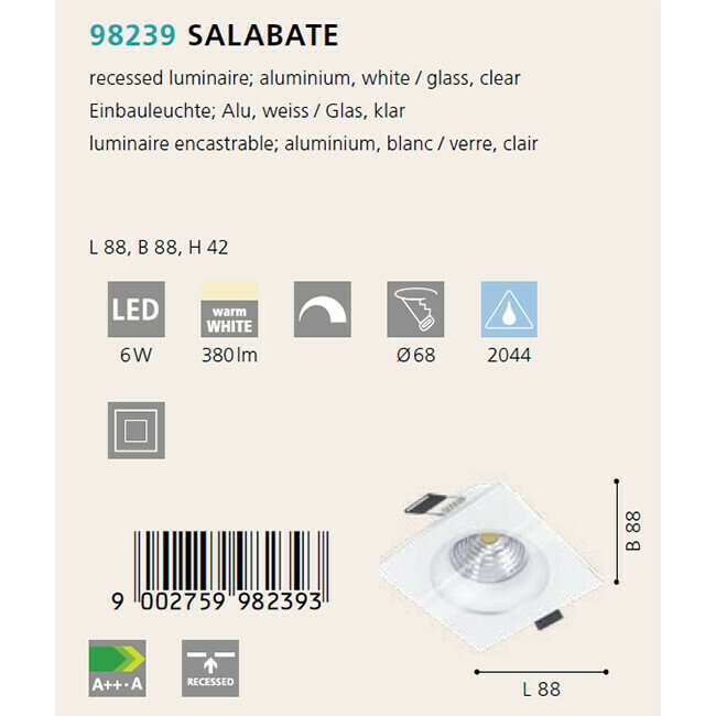 Светильник точечный Eglo Salabate 98239 - купить Встраиваемые споты по цене 990.0