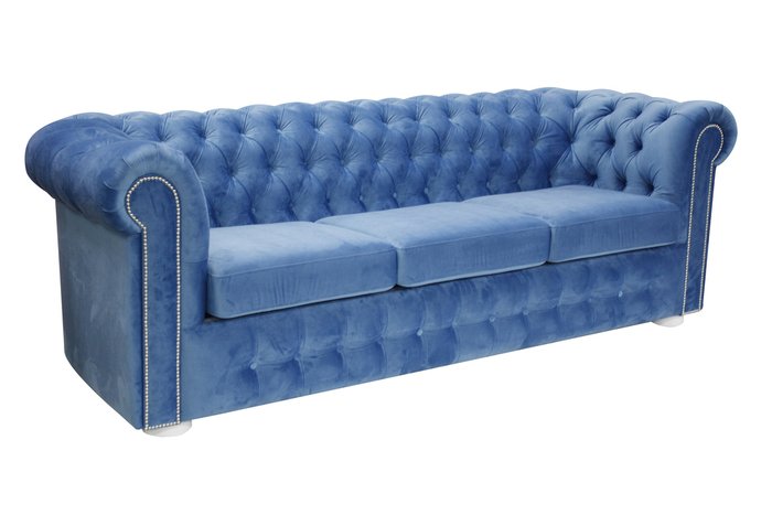Трехместный диван Бергамо синего цвета 