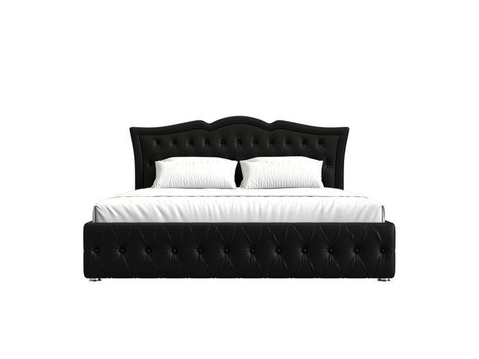 Кровать Герда 200х200 черного цвета с подъемным механизмом (экокожа) - лучшие Кровати для спальни в INMYROOM