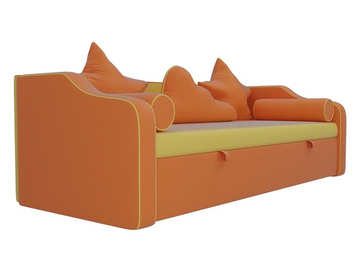 Прямой диван-кровать Рико оранжево-желтого цвета (экокожа) - лучшие Прямые диваны в INMYROOM