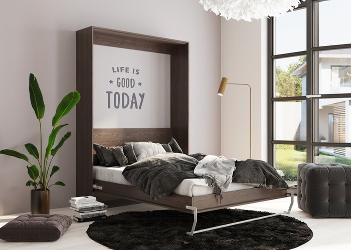 Шкаф-кровать Smart 160х200 цвета венге - лучшие Кровати для спальни в INMYROOM Шкаф-кровать Smart 160х200 цвета венге - лучшие Кровати для спальни в INMYROOM