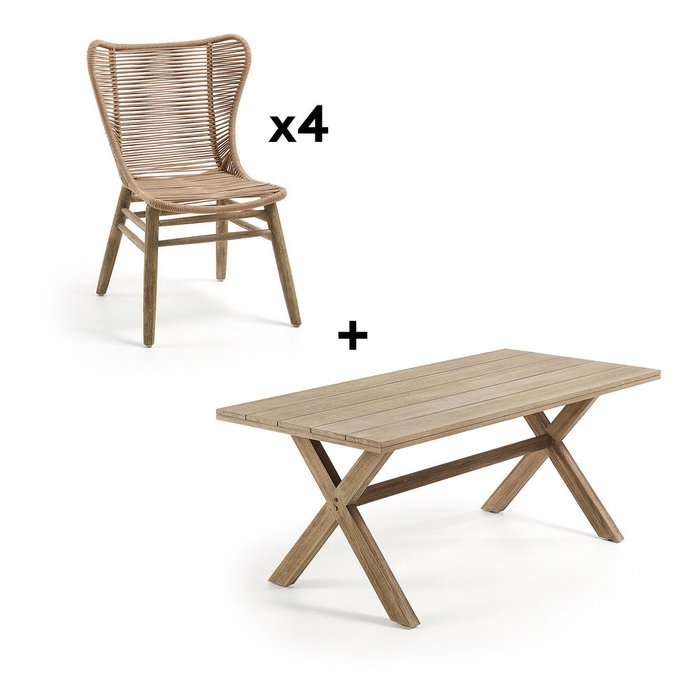 Комплект из стола Brilliant  и четырех стульев Kubic beige