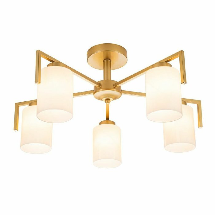 Люстра на штанге Style 1142/5P Gold (стекло, цвет белый)