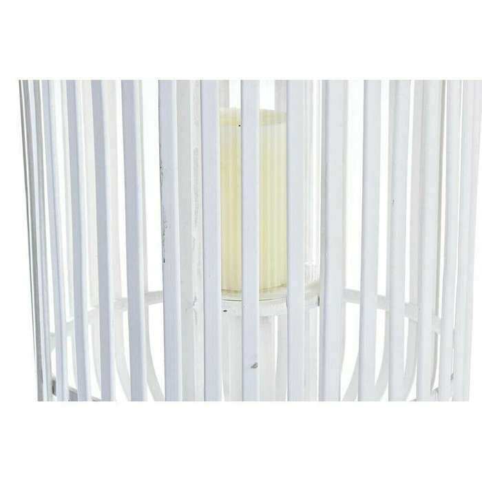 Фонарь DKD Home Decor Стеклянный Белый Бамбук (28 x 28 x 47 cm) - купить Подсвечники по цене 8121.0