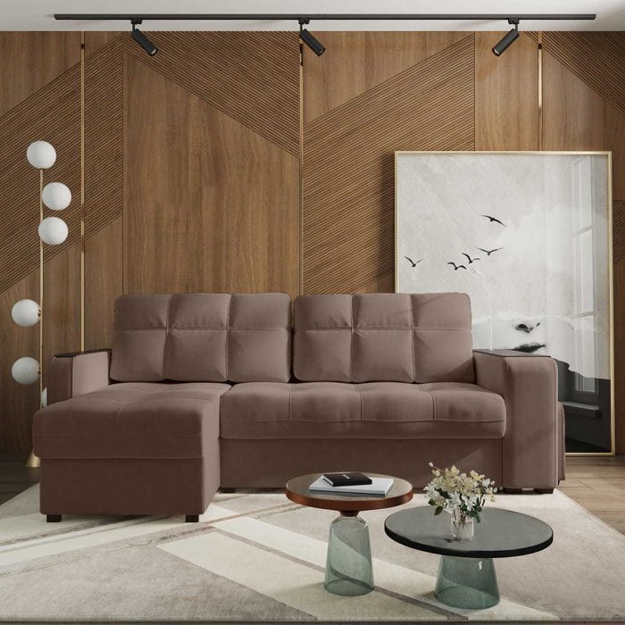 Угловой диван-кровать Киль коричневого цвета - купить Угловые диваны по цене 169272.0