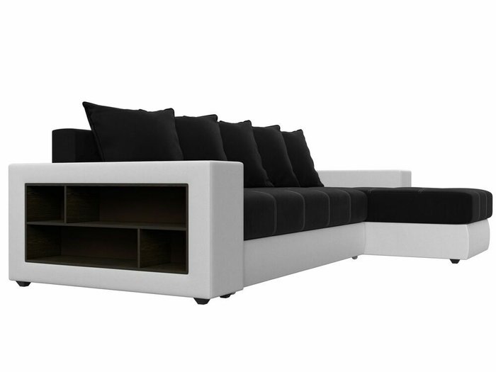 Угловой диван-кровать Дубай черно-белого цвета (ткань/экокожа)  правый угол - лучшие Угловые диваны в INMYROOM