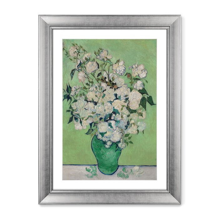 Репродукция картины в раме Ваза с розами, 1890г. - купить Картины по цене 19999