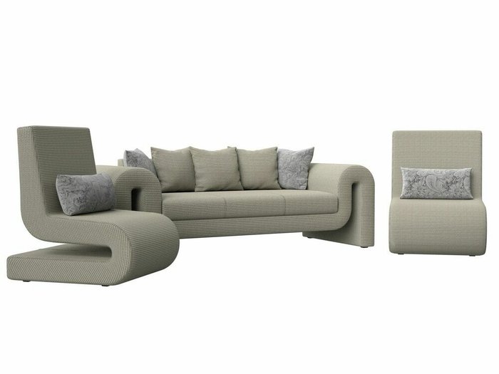 Набор мягкой мебели Волна 1 серо-бежевого цвета - лучшие Комплекты мягкой мебели в INMYROOM