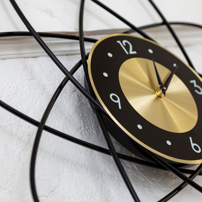 Настенные часы Вилларс черного цвета - лучшие Часы в INMYROOM