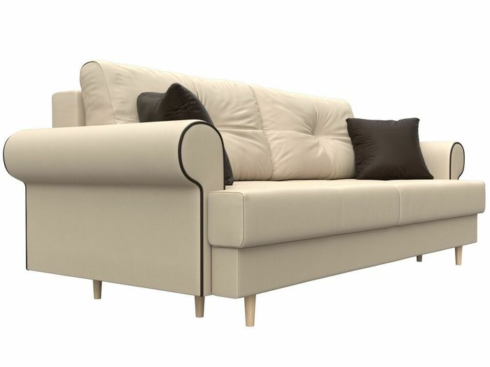 Прямой диван-кровать Сплин бежевого цвета (экокожа) - лучшие Прямые диваны в INMYROOM