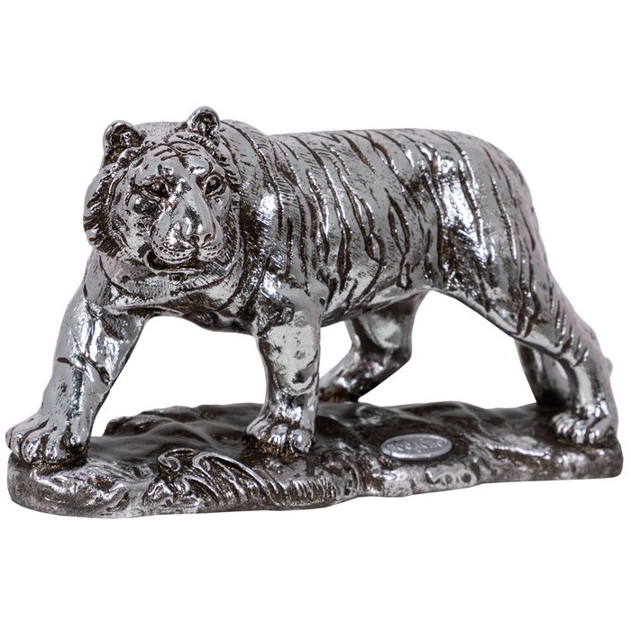 Статуэтка Крадущийся тигр серебряного цвета