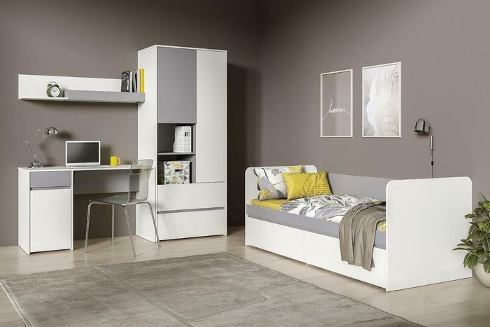 Кровать Торонто 80х190 бело-серого цвета - лучшие Одноярусные кроватки в INMYROOM Кровать Торонто 80х190 бело-серого цвета - лучшие Одноярусные кроватки в INMYROOM