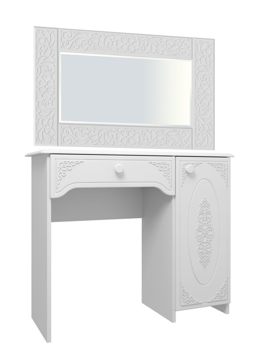 Комплект туалетный стол с зеркалом белого цвета
