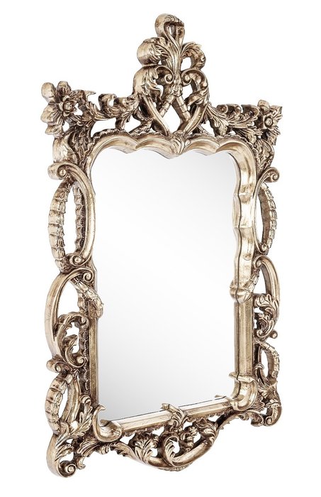 Настенное Зеркало в резной раме Floret Silver   - купить Настенные зеркала по цене 30500.0