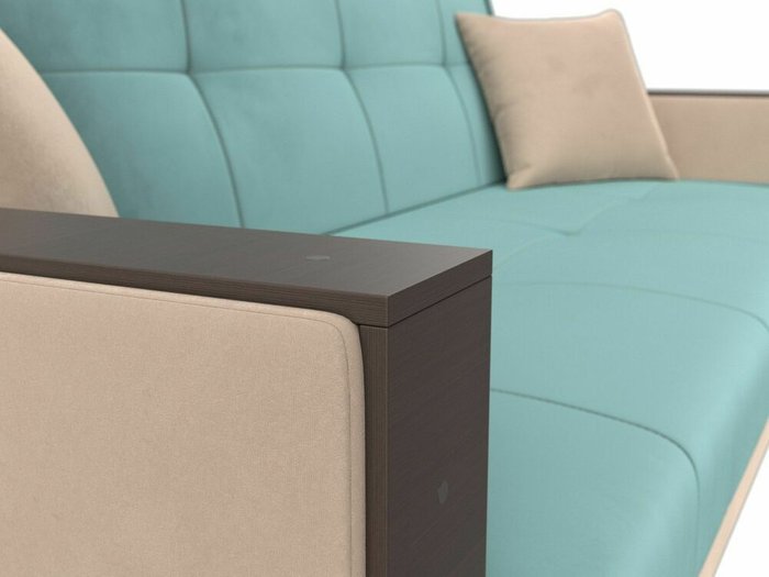 Прямой диван-кровать Валенсия бирюзово-бежевого цвета - лучшие Прямые диваны в INMYROOM