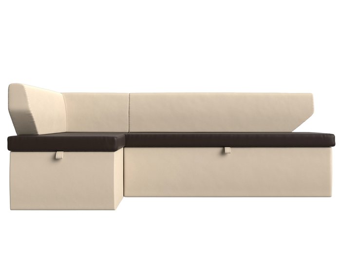 Угловой диван-кровать Омура бежево-коричневого цвета (экокожа) цвета левый угол - купить Угловые диваны по цене 37999.0