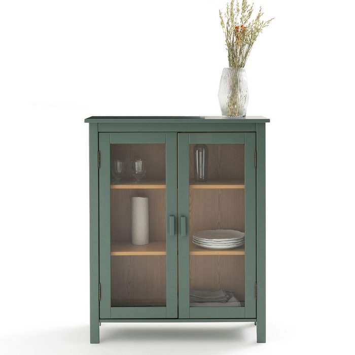 Шкаф-витрина низкий Alvina зеленого цвета - лучшие Шкафы витринные в INMYROOM