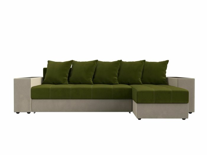 Угловой диван-кровать Дубай зелено-бежевого цвета правый угол - купить Угловые диваны по цене 54999.0