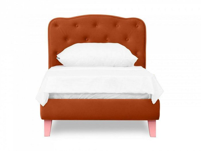 Кровать Candy 80х160 оранжевого цвета с розовыми ножками - купить Одноярусные кроватки по цене 28620.0