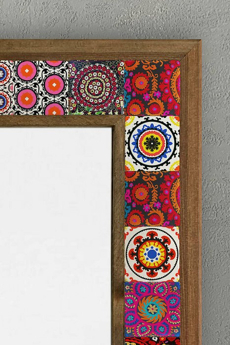 Настенное зеркало 43x63 с каменной мозаикой розово-синего цвета - лучшие Настенные зеркала в INMYROOM