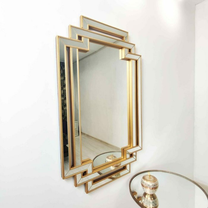 Настенное зеркало Caseus 70x110 в раме золотого цвета - купить Настенные зеркала по цене 42300.0