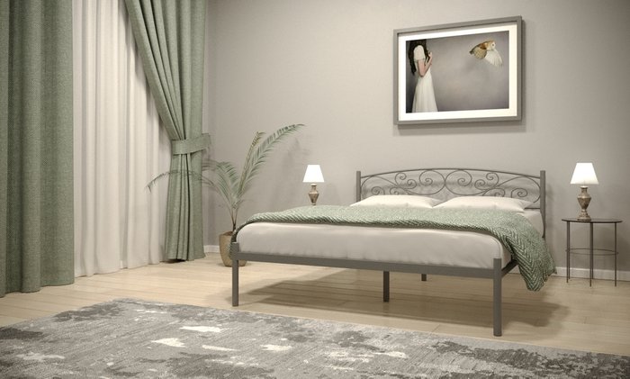 Кровать  Лилия 90х190 серого цвета - купить Кровати для спальни по цене 11950.0