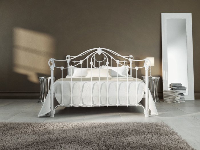 Кровать Сильва 140х200 бело-глянцевого цвета