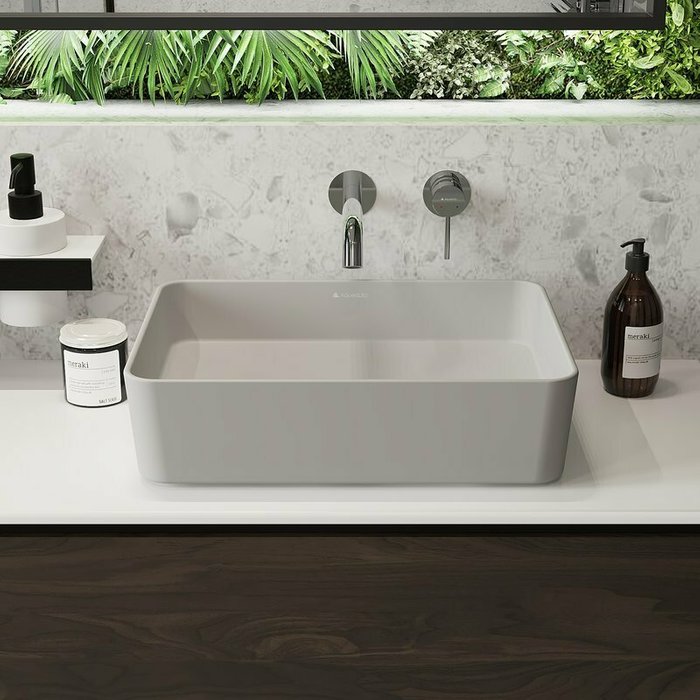 Раковина накладная Aqueduto Espiral прямоугольная серого цвета 50х37 - лучшие Раковины для ванной комнаты в INMYROOM