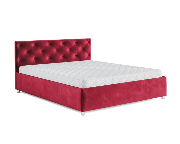 Кровать Классик 140х190 красного цвета с подъемным механизмом (вельвет) - купить Кровати для спальни по цене 25390.0