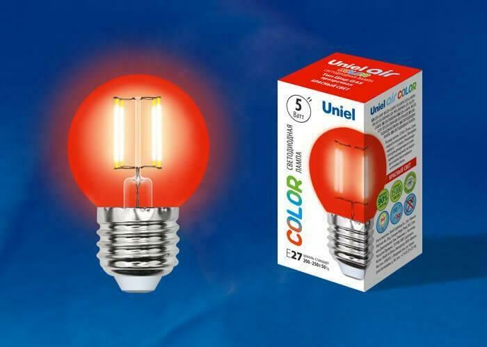 Лампа светодиодная (UL-00002986) E27 5W красный LED-G45-5W/RED/E27 GLA02RD - купить Лампочки по цене 206.0