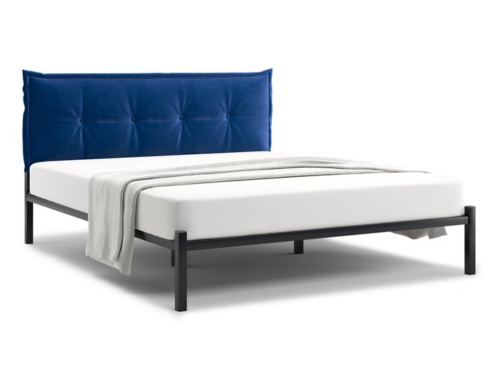 Кровать Лофт Cedrino 120х200 темно-синего цвета без подъемного механизма