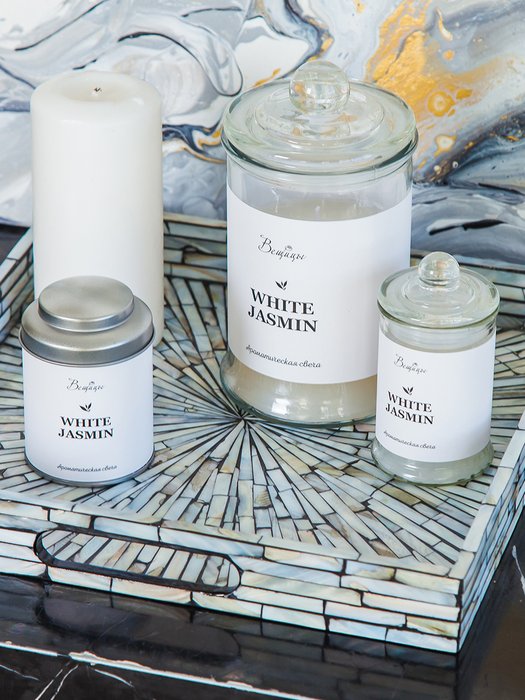 Ароматическая свеча White Jasmine белого цвета - купить Ароматы для дома по цене 446.0