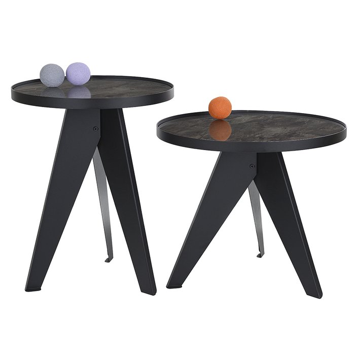 Набор двух кофейных столиков Carrero черного цвета - купить Кофейные столики по цене 11900.0