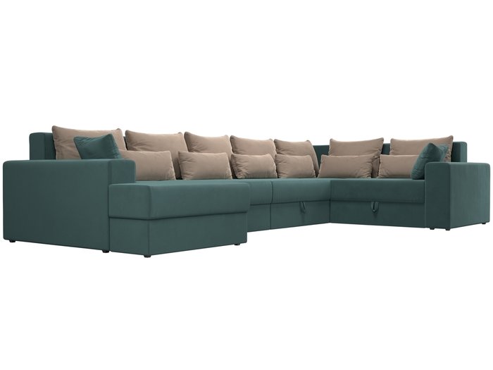 Угловой диван-кровать Мэдисон бирюзово-бежевого цвета - лучшие Угловые диваны в INMYROOM