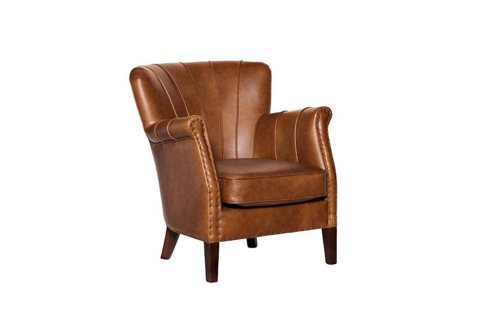 Кресло кожаное светло-коричневое - купить Интерьерные кресла по цене 35520.0