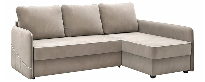 Угловой диван-кровать Слим правый бежевого цвета - купить Угловые диваны по цене 32990.0