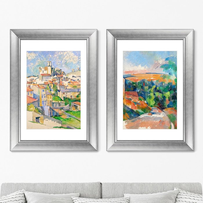 Набор из 2-х репродукций картин в раме Поворот дороги, 1900г.