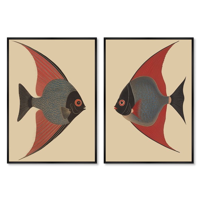 Набор из двух репродукций картин Angel Fish 2024 год