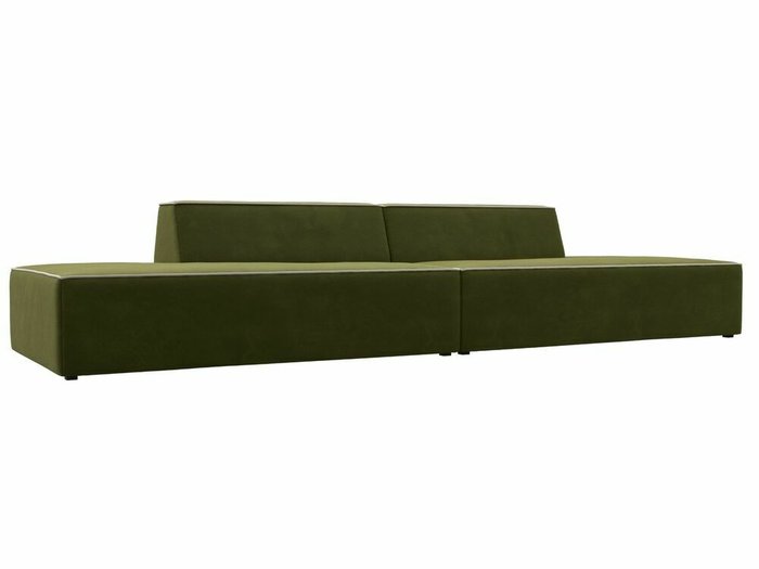 Прямой модульный диван Монс Лофт зеленого цвета с бежевым кантом